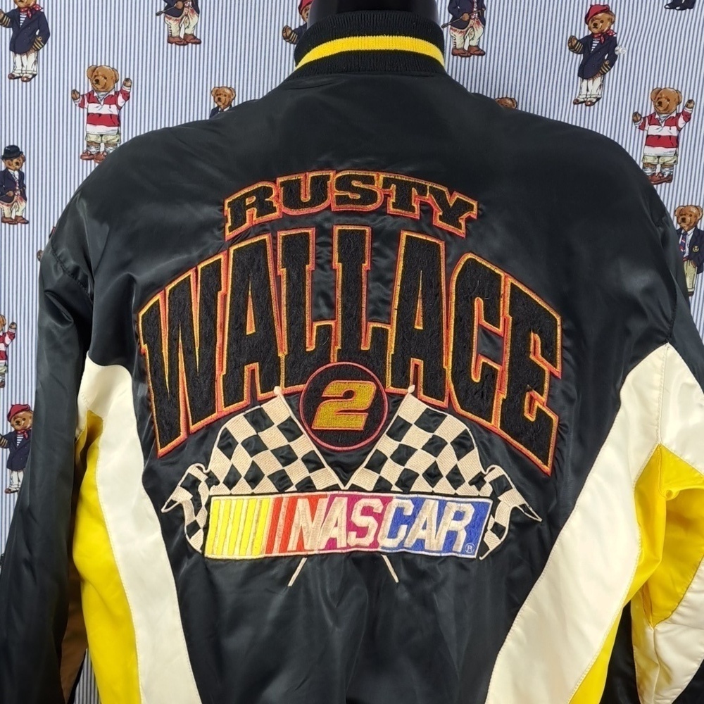Vintage Nutmeg Rusty Wallace  NASCAR lined full zip embroidered patch XL jacket